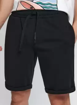 Pantaloni scurți cu șnur decorativ - Negru